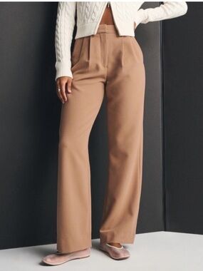 Abercrombie & Fitch Sloane Wide-Leg Trousers Camel